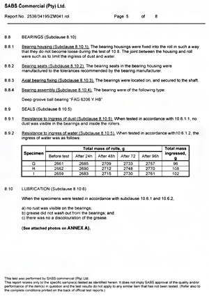 SABS Test Report page5